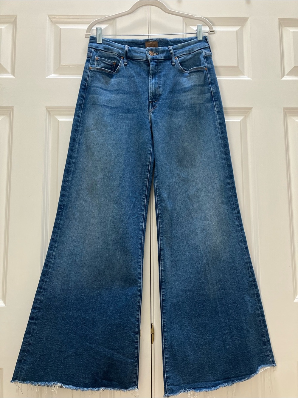 Mother The Roller Fray Wide Leg Denim Jeans Work Hard Play Hard size 29 - Picture 3 of 14